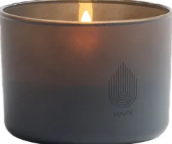 LED rechargeable glass candle, Grey, 8,2x6 cm