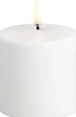 LED rechargeable pillar, White plain, 6,8x6,8 cm
