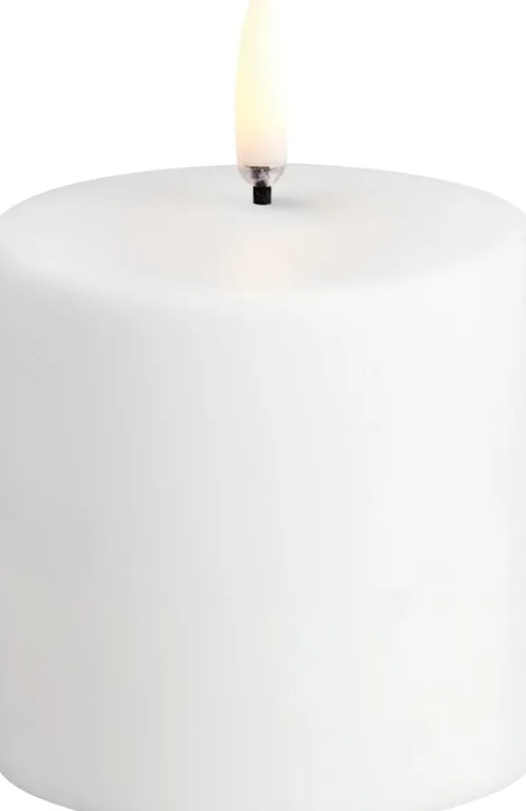 LED rechargeable pillar, White plain, 6,8x6,8 cm