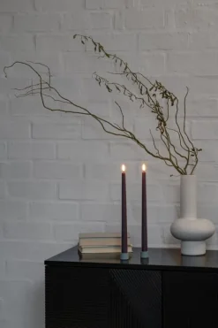 LED slim taper candle, Dusty Mulberry, Smooth, 2-pack, 2,3x32 cm