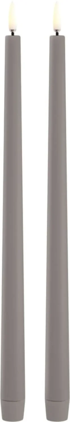 LED slim taper candle, Sandstone, Smooth, 2-pack, 2,3x32 cm