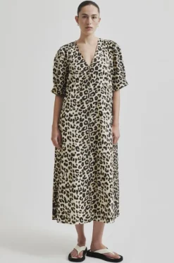 Leoa Poplin Leopard Maxi Kjole