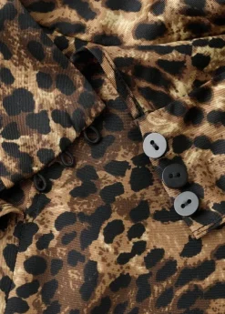 Leopard-print satin blouse
