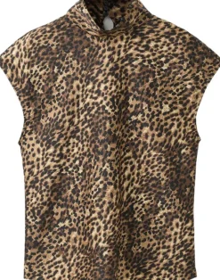 Leopard-print satin blouse