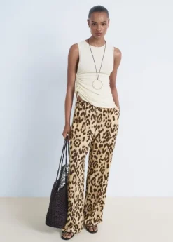 Leopard straight trousers