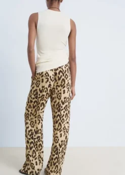 Leopard straight trousers