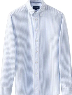 Light Blue Striped Royal Oxford Shirt - Contemporary Fit