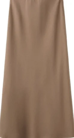 Linen-blend straight skirt