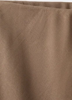 Linen-blend straight skirt