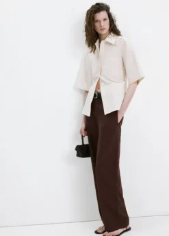 Linen high-waist trousers