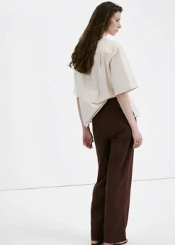 Linen high-waist trousers