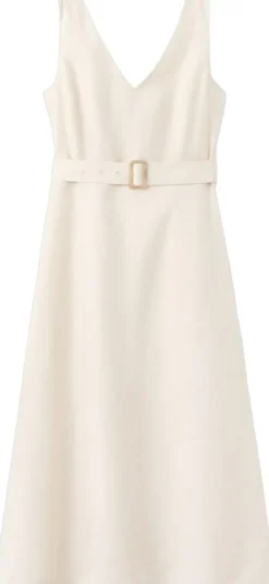 Linen midi-dress with belt