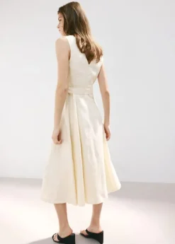 Linen midi-dress with belt