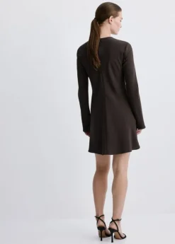 Long-sleeved dress with draped neck
