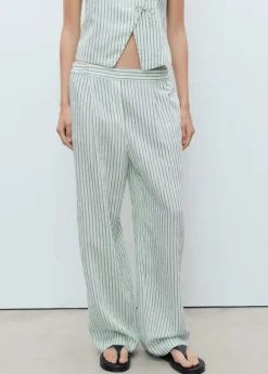 Low-rise striped pants
