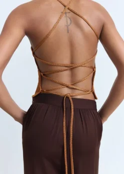 Lurex knitted top with crossed back