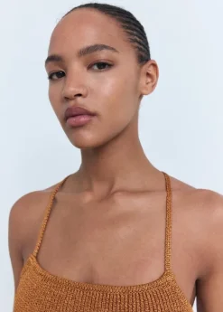 Lurex knitted top with crossed back