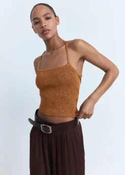 Lurex knitted top with crossed back