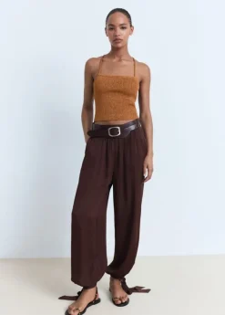 Lurex knitted top with crossed back