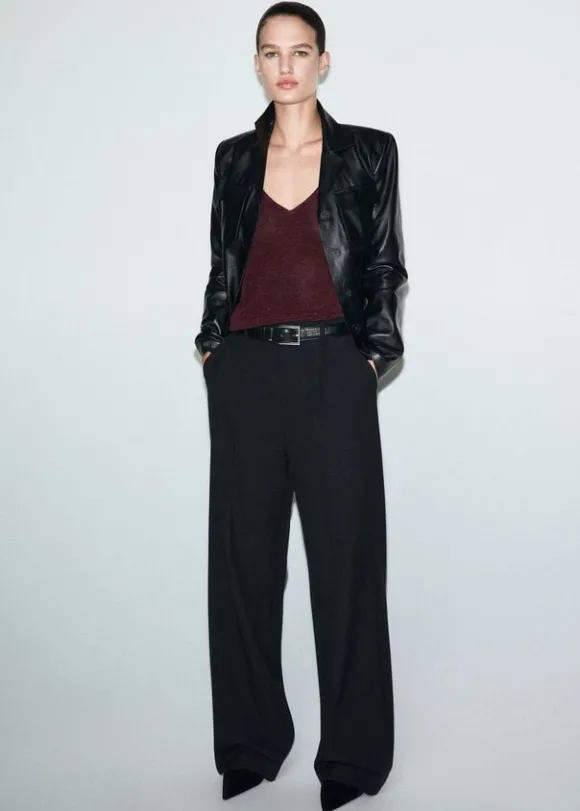 Lurex knitted V-neck top