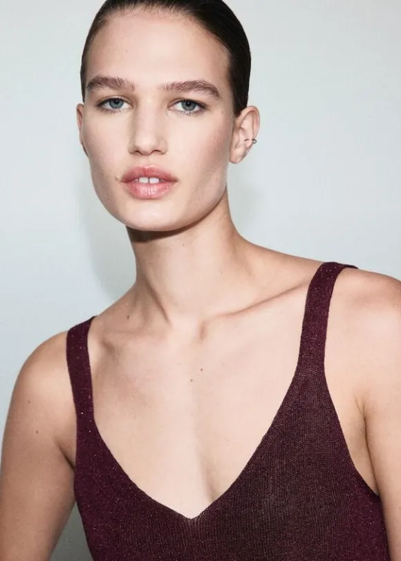 Lurex knitted V-neck top