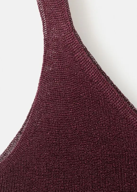 Lurex knitted V-neck top