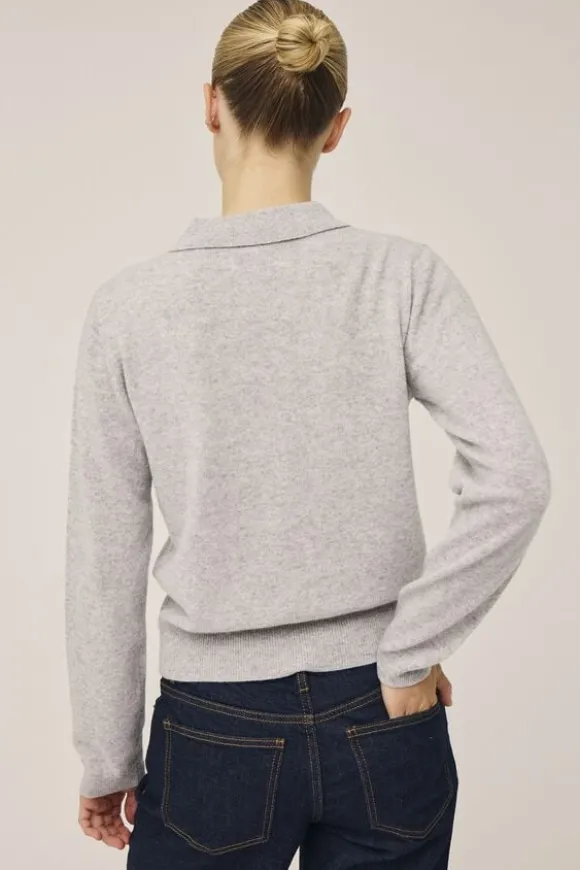 Mabel 15 Langærmede polo strikcardigan - 100% Cashmere