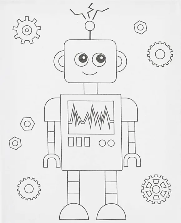 Malerlærred med print, Robot, str. 24x30 cm.