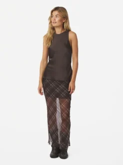 Marlise Check Mesh Skirt