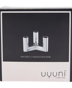 MATRIX Candle Holder - 3'arm Mini Taper - Chrome - 7,5 x 4,5 CM