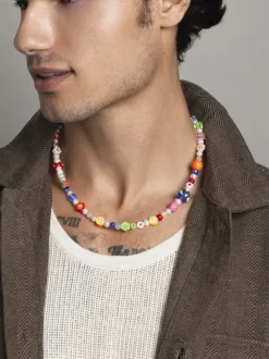 Men's Berry Pearl Choker with Assorted Beads