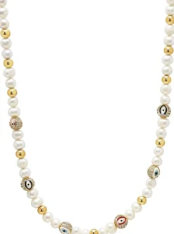 Men's Evil Eye Pearl Choker