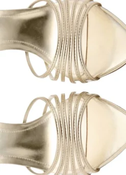 Metallic strappy heeled sandal