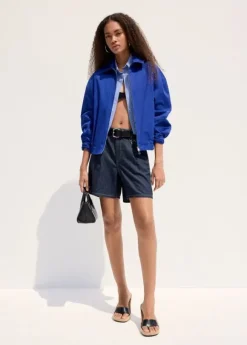 Mid-rise denim bermuda shorts with