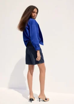 Mid-rise denim bermuda shorts with