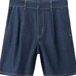 Mid-rise denim bermuda shorts with