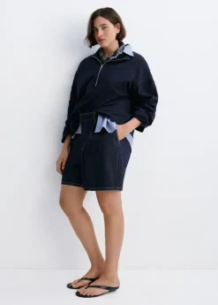 Mid-rise denim bermuda shorts with