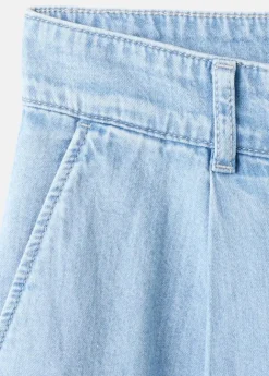 Mid-rise denim bermuda shorts with
