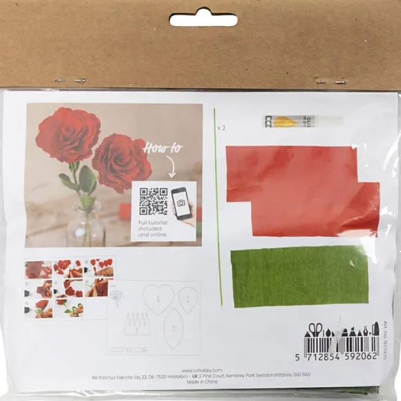 Mini DIY Kit Crepepapir, Roser, Stræk/crepe: 180%, 105 g.
