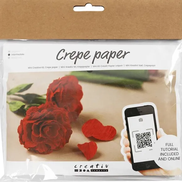 Mini DIY Kit Crepepapir, Roser, Stræk/crepe: 180%, 105 g.