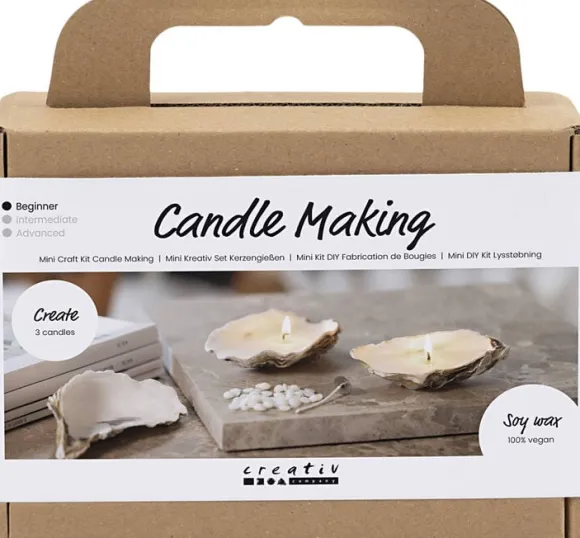 Mini DIY Kit Lysstøbning , Soyalys i østersskaller