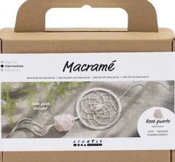 Mini DIY Kit Macramé, Drømmefanger med rosenkvarts krystal
