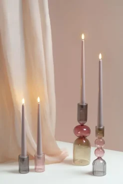 MM LED taper candle, Silk, Slim, Light rose, 2-pack, 23x300 mm