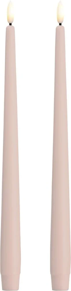 MM LED taper candle, Silk, Slim, Light rose, 2-pack, 23x300 mm