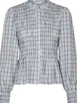 Mocca Smock Check Blouse