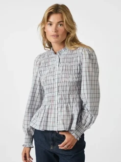 Mocca Smock Check Blouse
