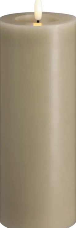 Moods & More - LED Pillar Candles, Silk, Melted, Kit grey, 74x200 mm