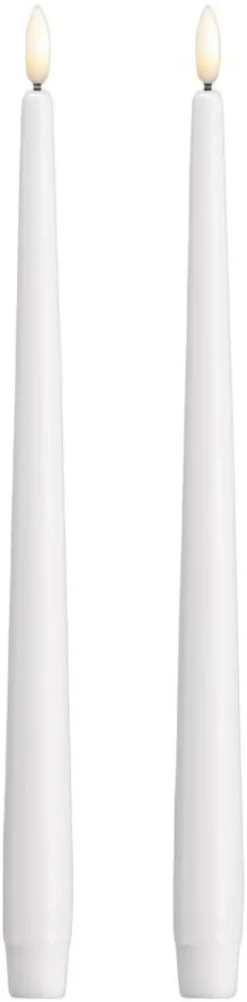 Moods & More - LED taper candle, Silk, Slim, Classic white, 2-pack, 23