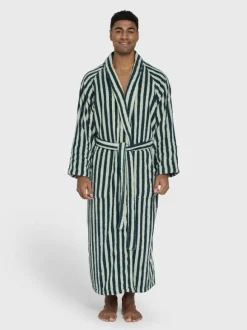 Naram Bathrobe - seafoam & deep teal