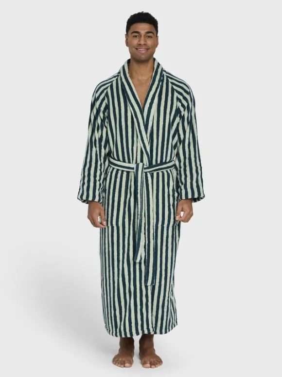 Naram Bathrobe - seafoam & deep teal